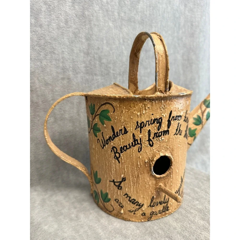 Rustic Watering Can Birdhouse‎ Decorative Garden Accent House Feeder for Birds